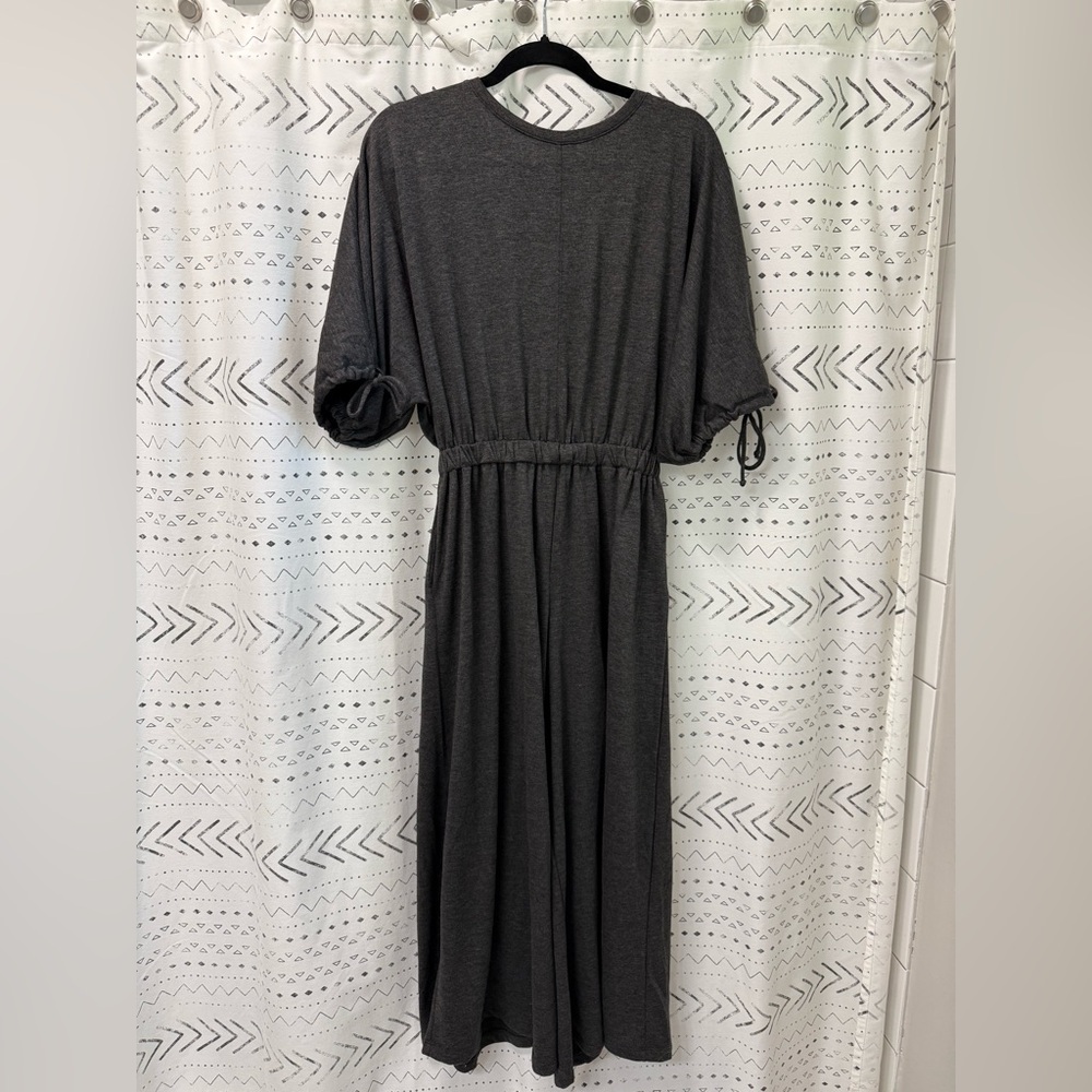 Three Bird Nest jumpsuit. Color is Charcoal